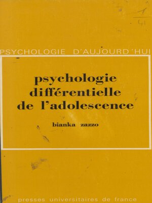 cover image of Psychologie différentielle de l'adolescence